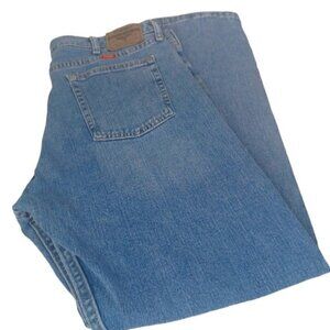 Wrangler Mens 36x30 Blue Denim Jeans Pants Regular Fit Stained Straight Leg